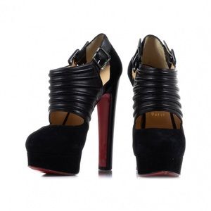 Christian Louboutin black suede platform heels